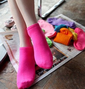 Free Shipping 60pairs Wholesale Candy Colors 100% Cotton socks Womens Fashion Low Cut Ankle Crew Slipper Socks promotional gift