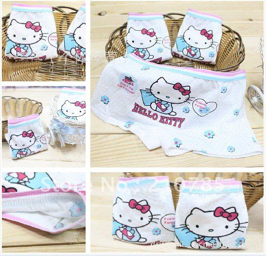 Free Shipping 60pcs/lot cartoon hello kitty cat pattern 100% cotton girl underwear child briefs & boxer shorts