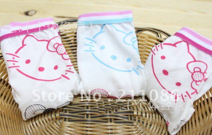 Free Shipping 60pcs/lot cotton cartoon cat pattern girls underwear, children's briefs & boxer shorts