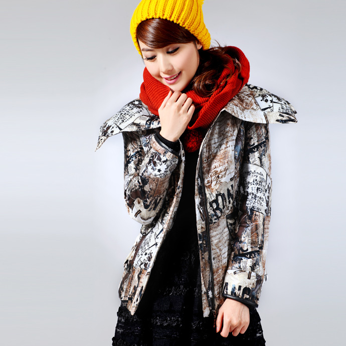 Free Shipping, 61640122 zj camelid goatswool fashion large lapel thermal wadded jacket 108