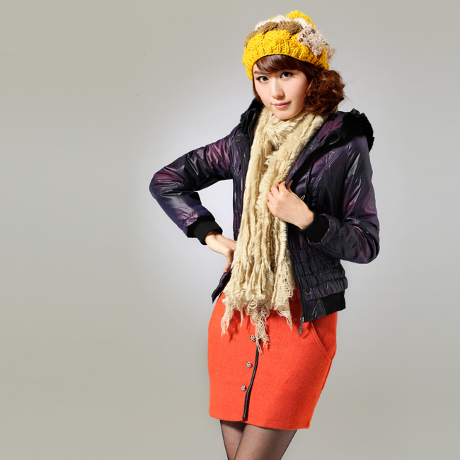 Free Shipping, 62430037 yx fashion personality gradient color plaid with a hood wadded jacket 85