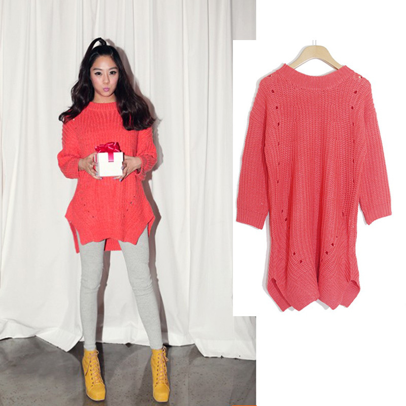 Free Shipping 6427 fashion cutout irregular loose sweater shirt autumn and winter sweater outerwear female MY