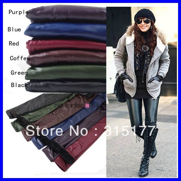 Free shipping 6colors Winter legging For women wholesale 30pieces/lot Mix order Faux Leather Double-deck Tight high legging K129