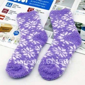 Free shipping,6pairs/lot,casual socks thicken plush candy color snowflake terry socks female socks,wholesale Y-S05