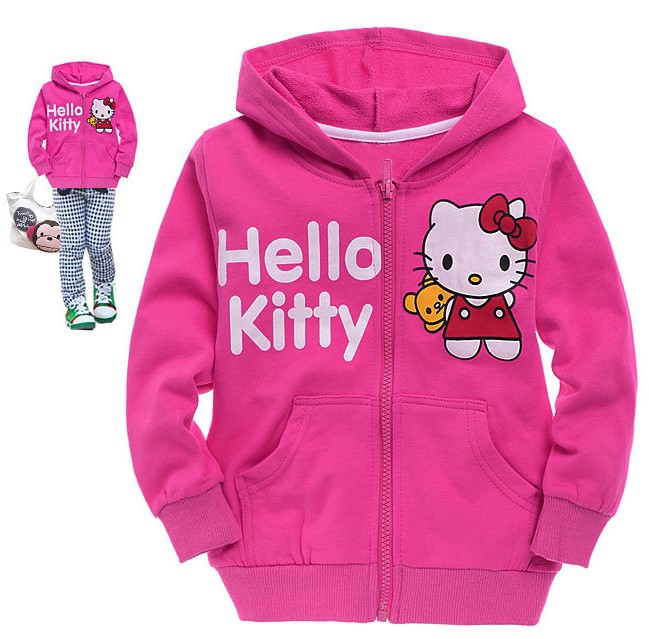 Free shipping 6pcs Fashion sweater Long sleeve Hello kitty hoodies Hooded Children clothing