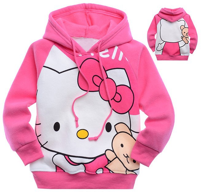 Free shipping 6pcs Hello kitty hoodies new 2013 girl sweatshirt sweater Long sleeve Hooded Children clothing