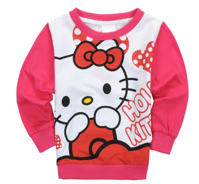 Free shipping 6pcs Long sleeve t-shirt Girls hello kitty sweater Sweatshirts children clothing