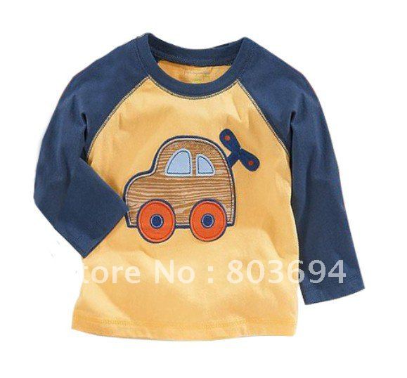 free shipping 6pcs/lot 2012 autumn new fashion cartoon cotton baby long sleeve t-shirt 5562