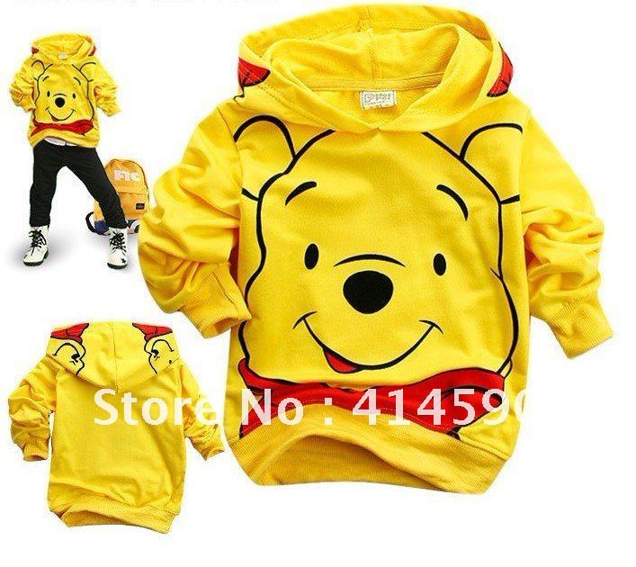 Free Shipping,6pcs/lot,2012 Wholesale Winnie the Poohkid longsleeve hoodies/boy cartoon coat/children sweater/boy t- shirt