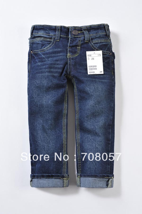 Free shipping 6pcs/lot  fashion denim girls jeans   brand H&M children's long  pants   for 2-10 years kids in stock
