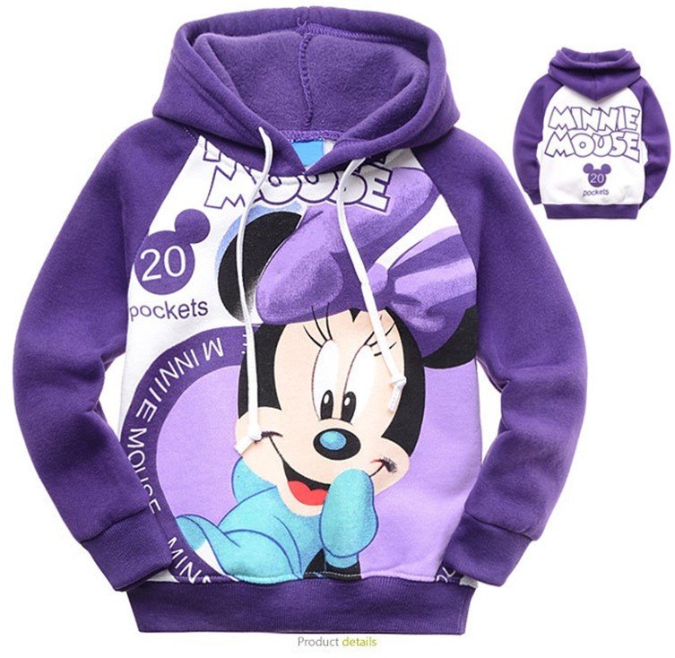 Free Shipping 6pcs/lot Purple Minnie Mouse Velour Hoodie/ Hooded Top AUTUMN Kids/Children Girls Baby Clothing