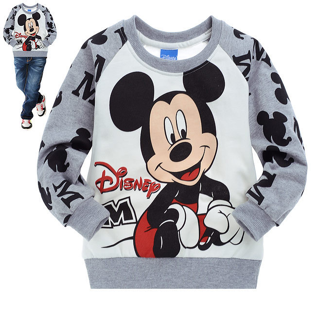 Free shipping! 6pcs/lot wholesale lovely pure cotton long sleeves t-shirt children clothing cartoon clothing mickey mouse