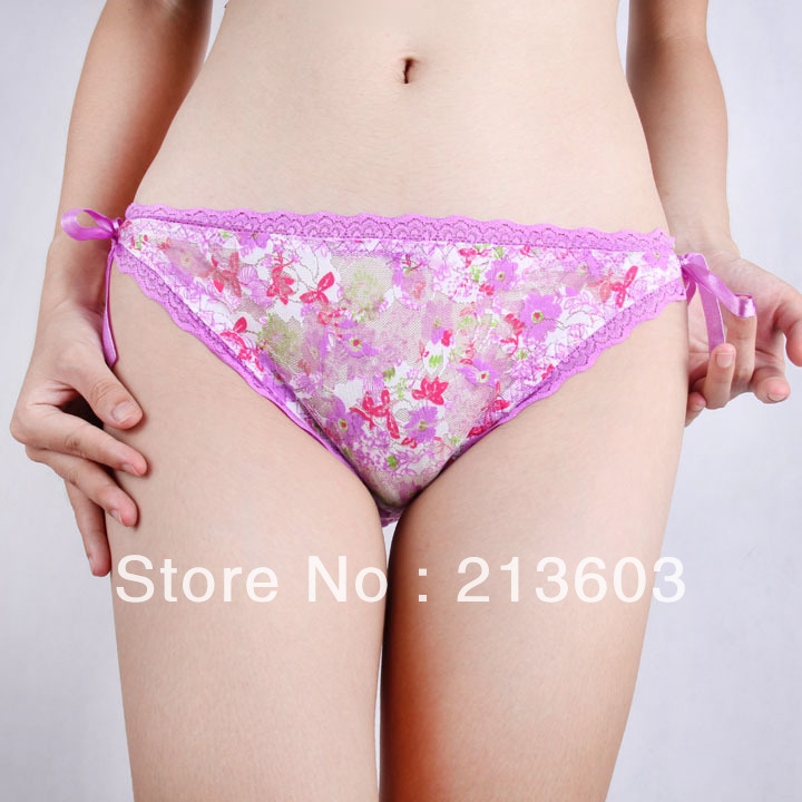 Free shipping +6pcs/lot +Women's  Lace Flower Mid-waist sexy panties, t briefs, sexy underwear,2134