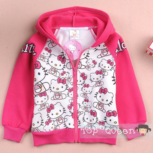 Free shipping,(6pieces/lot)Top cute kitty style coat,children sweater(95-140),girl's top shirts Hooded Sweater hoodie