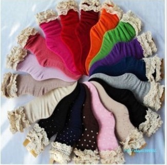 Free shipping (7 pieces/lot)Lace candy striped women's socks wholesale w016