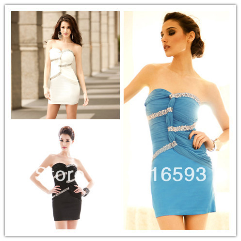 Free Shipping 7a118578# Glamorous Shining Rhinestone Twisted Knot Pleated Chiffon Satin Off Shoulder Hollywood Star Dress