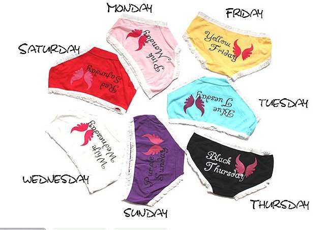 Free shipping(7pcs/lot)One week lady Brifes/Lady candy weekly underwear/Sweet underwear/Rainbow Cotton briefs