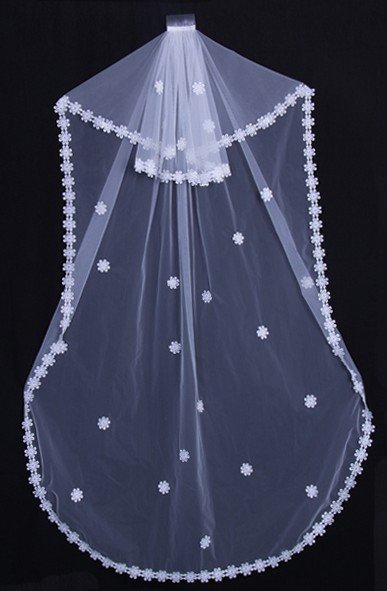 Free Shipping 80IN Long New Without Tags  Two Layer Applique White And Ivory  Wedding Veils Bridal Veils With Comb