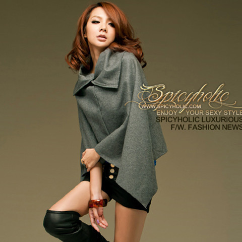 Free shipping 8182 sex style retrorse woolen cloth cloak short jacket