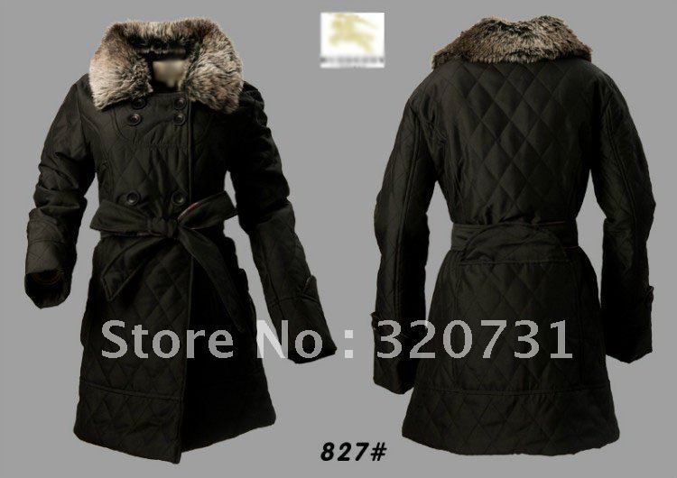 Free Shipping #827 Women Thicker Winter Trench Coat /Ladies Long Fur Collar Double-breasted Coat/Outerwear 4 color Free Shipping