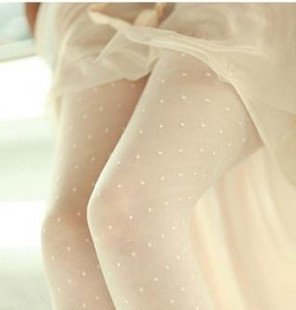 Free Shipping! 835 KoreanCThe same cored jacquard pantyhose Dot white twill little stockings-