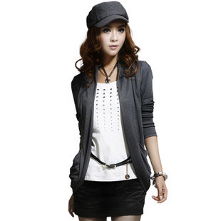 Free Shipping 8353 autumn new arrival women's slim faux two piece set long-sleeve cardigan