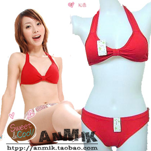 Free shipping 85 sexy butterfly bikini basic underwear solid color cotton bra back button set 629