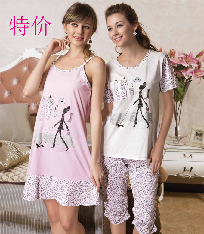 free shipping 8874 summer sleepwear short-sleeve set lounge women's one piece nightgown