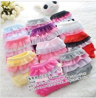 Free Shipping 8pcs/Guaranteed 100% Bamboo fiber female underwear / lace princess lovely rainbow flouncing  + support wholesale