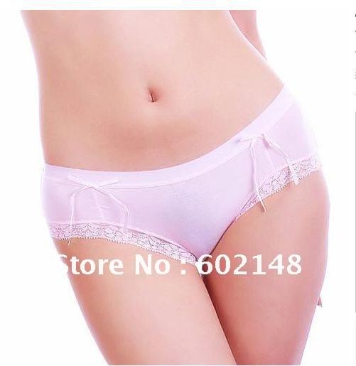 Free shipping 8pcs/lot sexy Non-trace bamboo charcoal fiber falbala bowknot cotton underwear/women's Panties