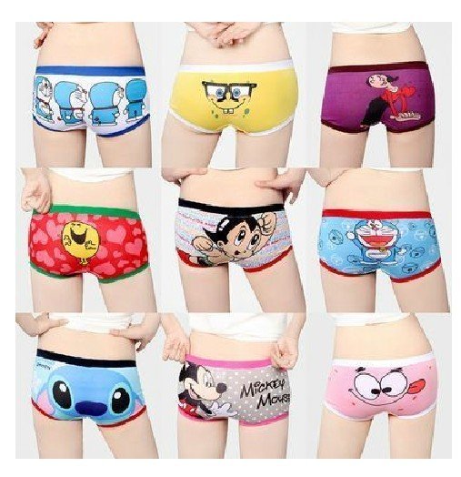 Free shipping-- 8pcs New Cotton  woman Underwear/ woman cartoon Briefs/ Boxershorts Underwear  L2