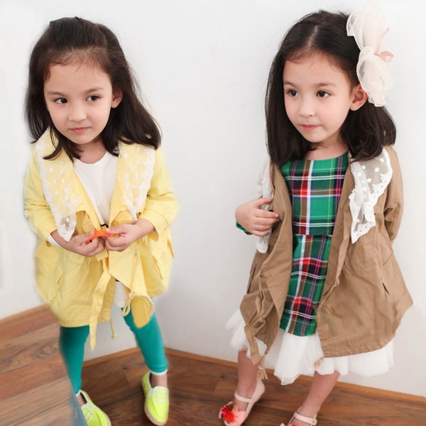 Free shipping 9313 12 small female child lace collar plus cotton trench