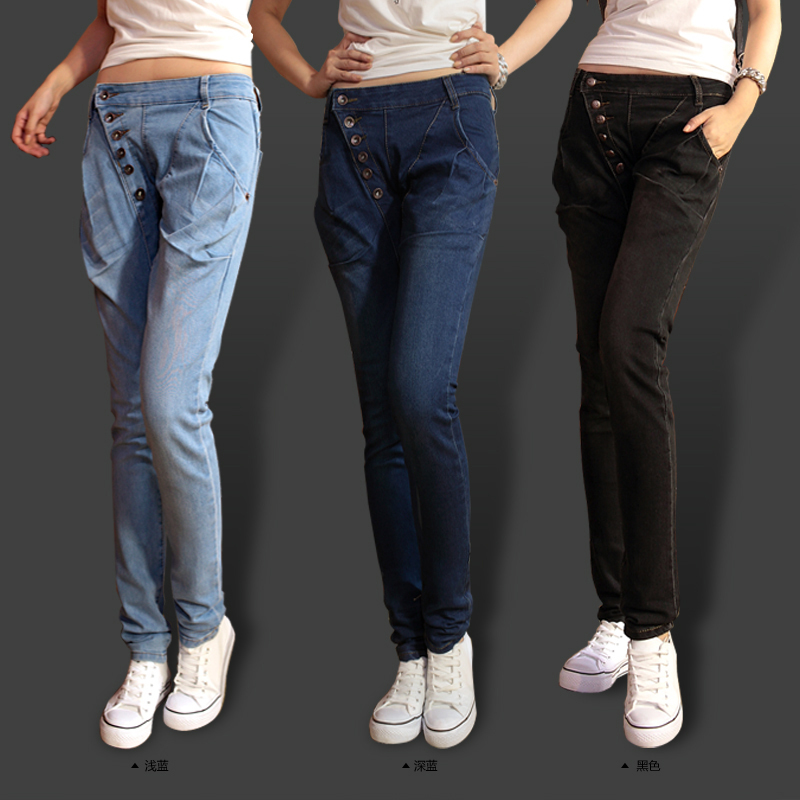 Free shipping 959 buttons jeans female skinny pants pencil pants trousers 3 kinds of color High grade quality jeans women