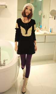 Free shipping 995 2012 autumn paillette wings knitted long t-shirt