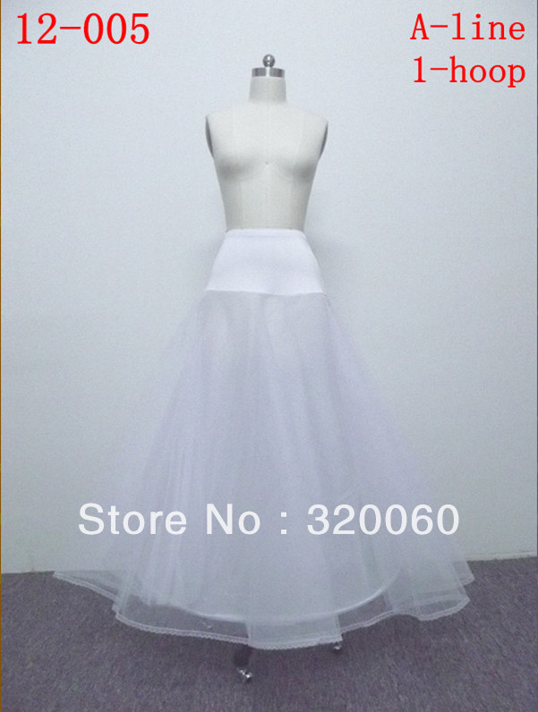 Free Shipping A-line 1 Hoop Wedding Petticoat Crinoline Bridal Slip Skirt Prom Gown A005