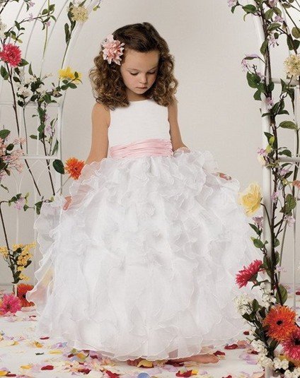 Free shipping A-Line  Best selling cap sleeves ankle-Length Beading  flower girl dress # FL28
