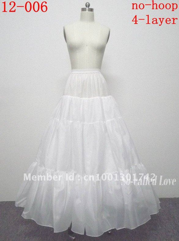 Free shipping A-Line Full Gown 4 Layer No Hoop Floor-length Slip Style Wedding Petticoats