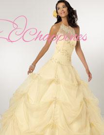 Free Shipping A Line Halter Floor Length Organza/ Crystal Satin Quinceanera Dress Style