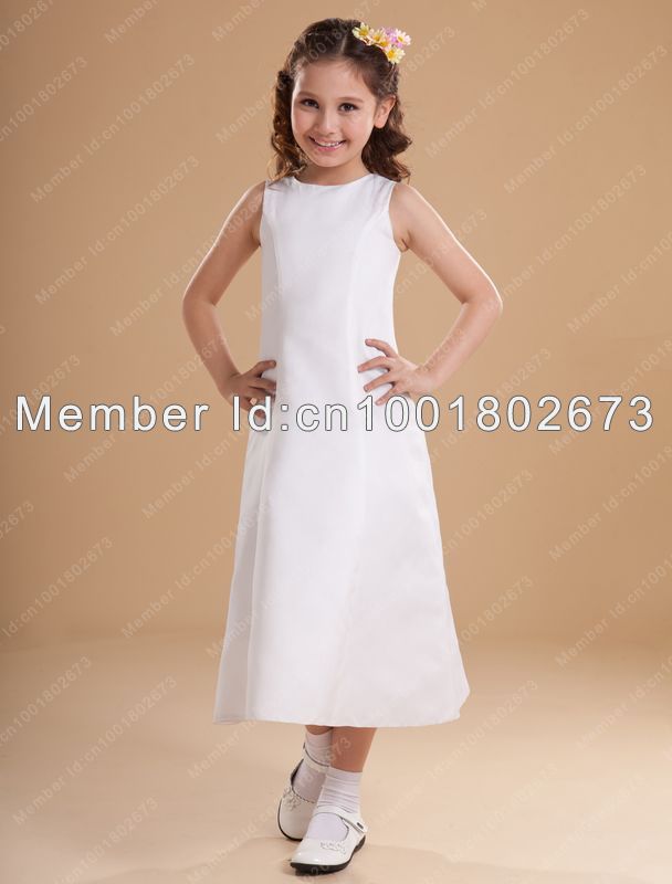 Free Shipping A-Line Scoop Neckline Ankle-Length Flower Girls Dresses Little Girls Gowns For Pageant Wedding