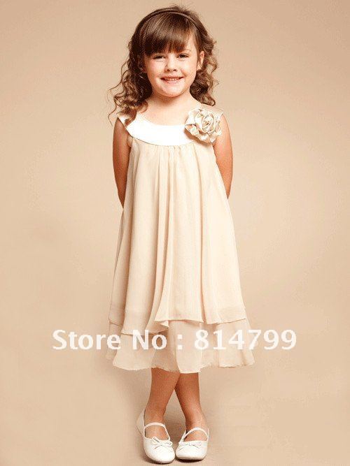 Free Shipping A-line Scoop Sleeveless Chiffon Ankle Length Flower Girl Dress A091205