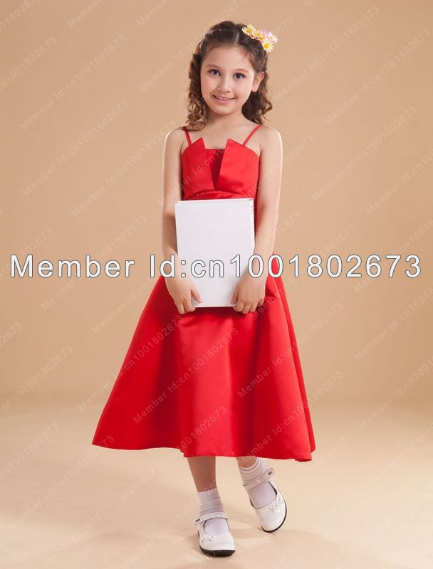 Free Shipping A-Line Spaghetti Straps Knee-Length Flower Girls Dresses Little Girls Gowns For Pageant Wedding
