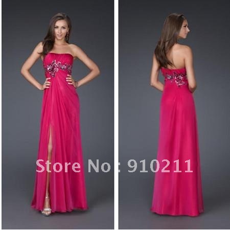 Free Shipping A-line Strapless Beautiful Strapless chiffon gown ruche Maternity Evening Dresses