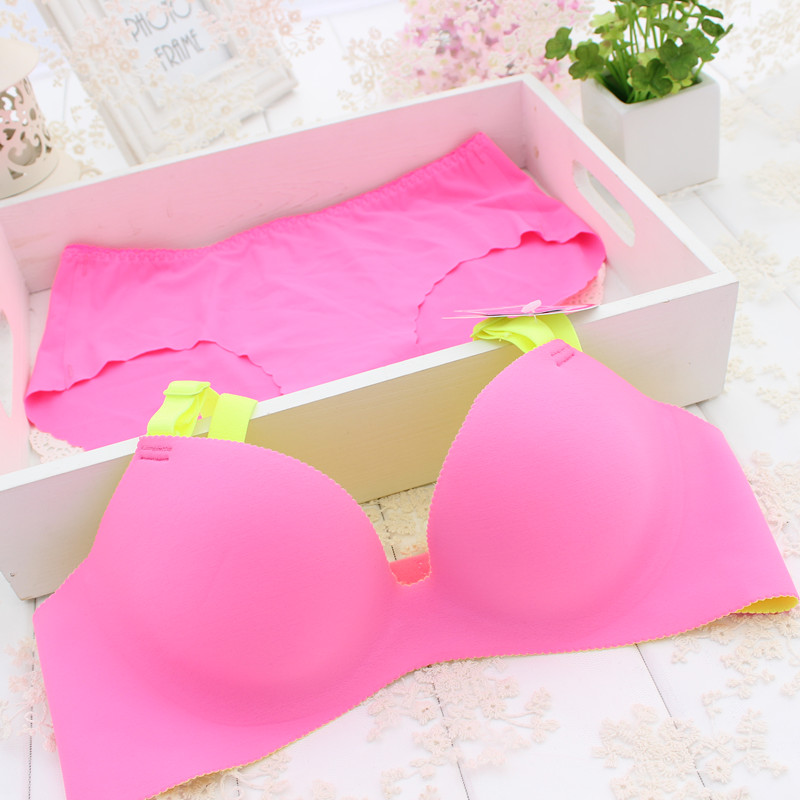 free shipping! A slice candy color essential oil massage soft balls seamless a chip neon color bra set