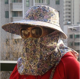 Free shipping a sunhat sunscreen cap face-covering tea plucking outdoor cycling cap hat, the sun hat     zym001