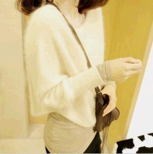 Free shipping  A variety of tie sweet sweater short design batwing sleeve loose mohair sweater outerwear
