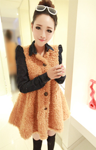 Free shipping A119 denim skirt plush fleece overcoat