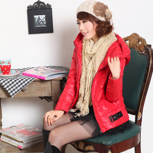 Free Shipping, A1810085 ase fashion gentlewomen solid color long-sleeve down coat