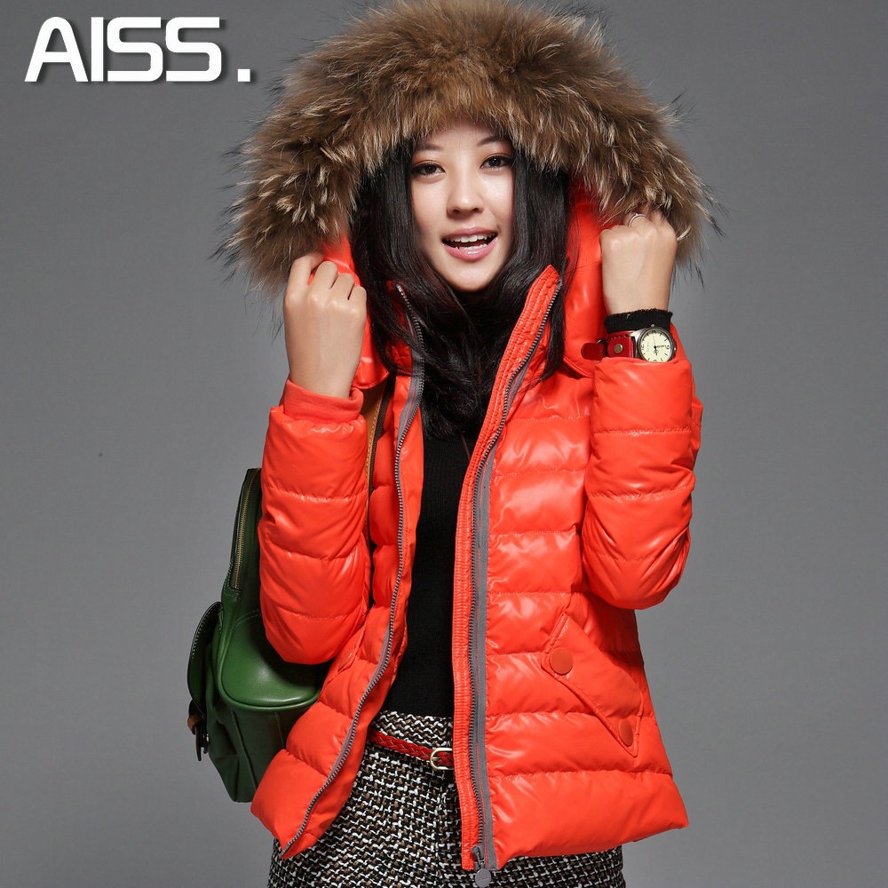 Free shipping A2012 winter women's fashion large fur collar down coat short design outerwear