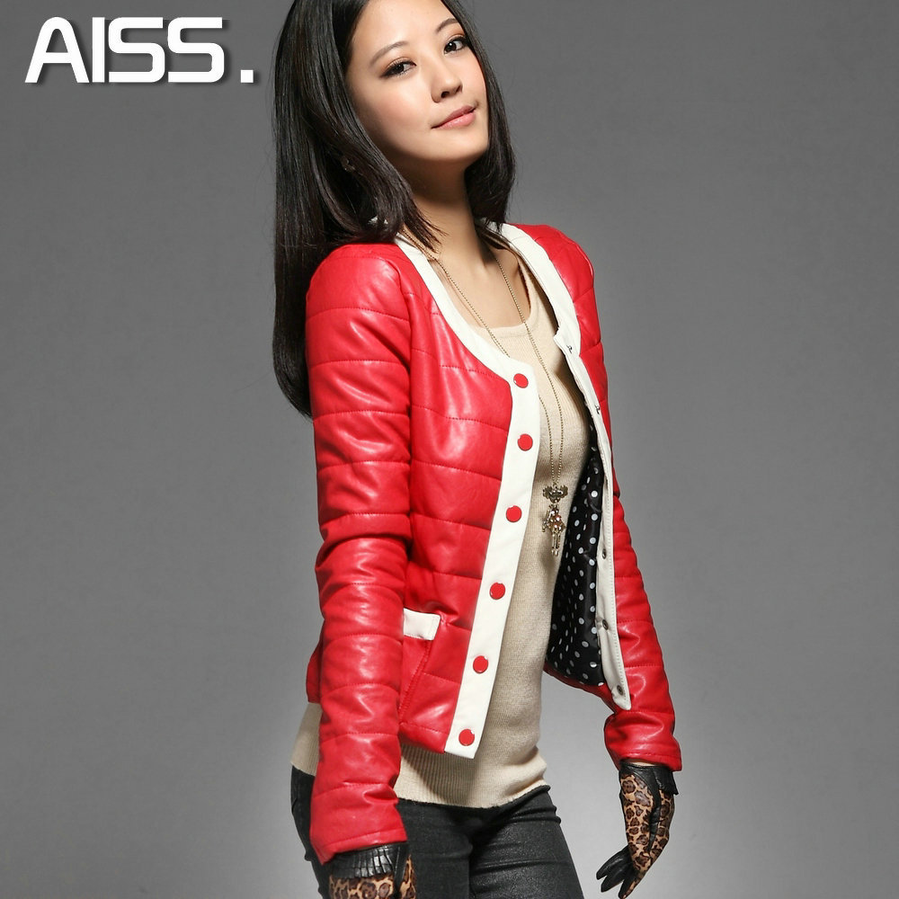 Free shipping A2012 winter women's fashion slim water wash PU cotton-padded wadded jacket top outerwear 2