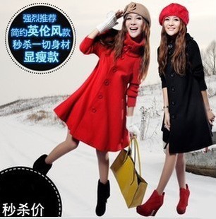 Free shipping A231 2012 autumn and winter plus size trench long design women's overcoat woolen outerwear